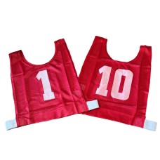 Large Numbered Basketball Mesh Vests Red 1-10