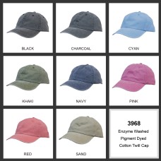 Enzyme Washed Pigment Dyed Cotton Twill Cap - Minimum order 6